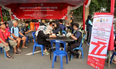 Polwan-Polres-Bojonegoro-Gelar-Bakti-Kesehatan-di-CFD,-Warga-Antusias-Serbu-Layanan-Gratis